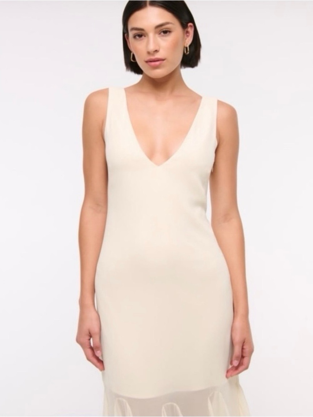 NWT Abercrombie cream chiffon maxi dress - Picture 3 of 5